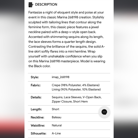 Marina Cocktail Lace Sleeve Dress Black Size 16 - Picture 3 of 3